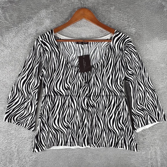 Tops - Linda Matthews Zebra Print Top Womens Small Flare Sleeve Y2K Flowey Boho